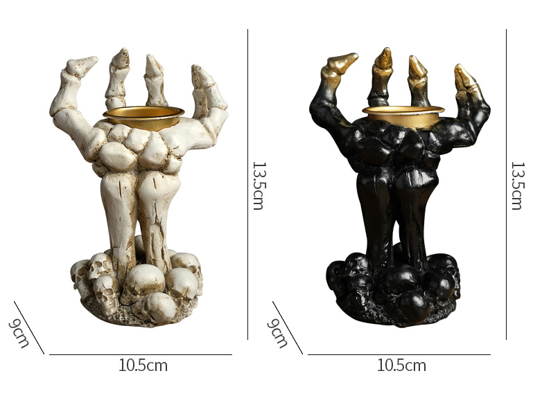 Gothic Ghost Finger Skull Hand Tealight Candle Stand