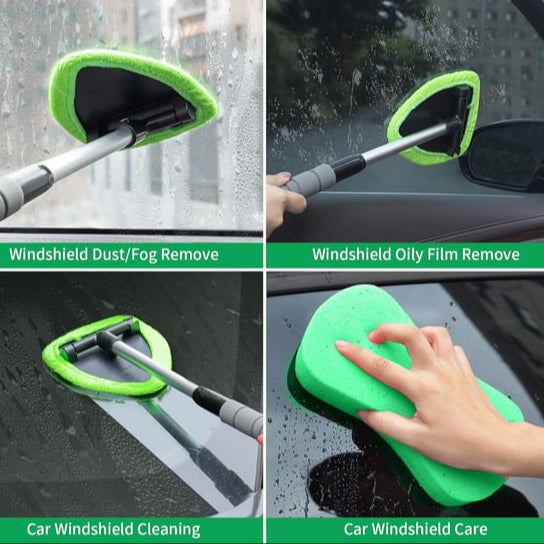 🔥Microfiber Car Windshield Cleaning Tool with Extendable Handle
