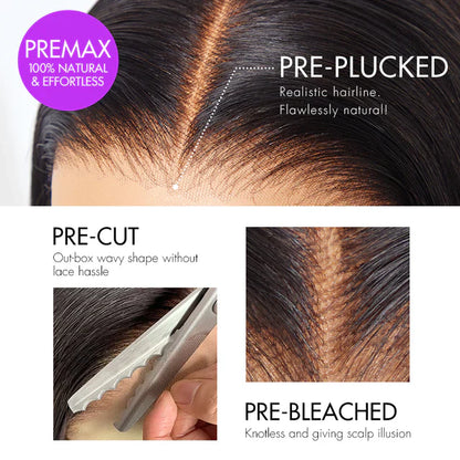 🔥 free shipping🔥 250% Density Water Wave Glueless Flexi-Fit Drawstring 13x4 Frontal Lace Fluffy Curly Wig Pre-Cut Lace