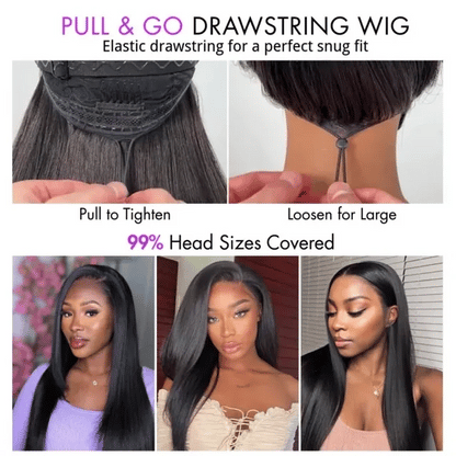 🔥 free shipping🔥 250% Density Water Wave Glueless Flexi-Fit Drawstring 13x4 Frontal Lace Fluffy Curly Wig Pre-Cut Lace