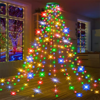 🎄🔥Christmas Tree Waterfall Lights with Ring