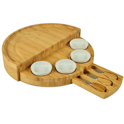 🧀2025 Swivel Charcuterie Board🔥With 4 Integrated Ceramic Bowls And 3 Piece Knife Set