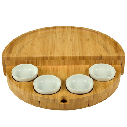 🧀2025 Swivel Charcuterie Board🔥With 4 Integrated Ceramic Bowls And 3 Piece Knife Set