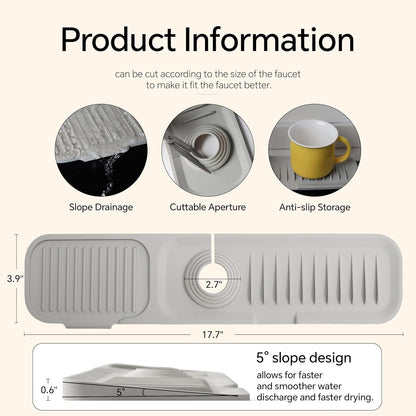 17"X3.9" Gray Kitchen Faucet Splash Guard