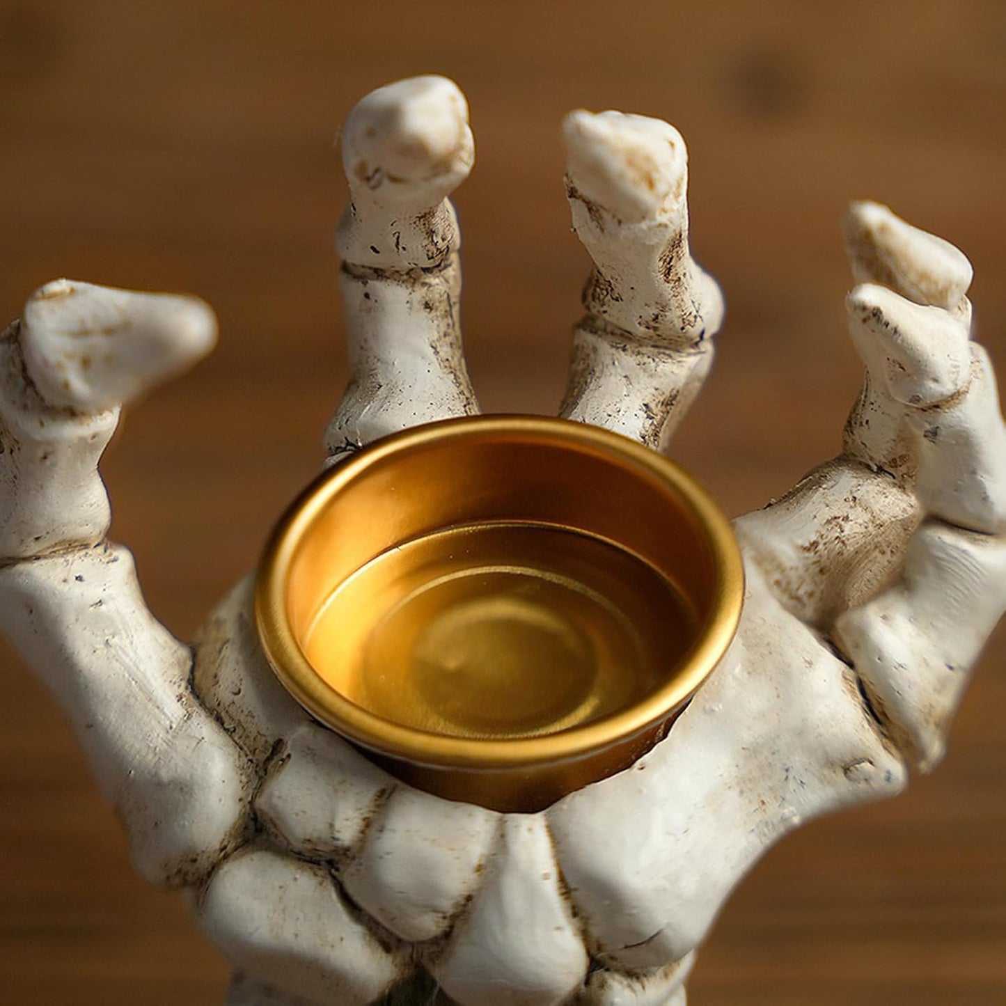 Gothic Ghost Finger Skull Hand Tealight Candle Stand