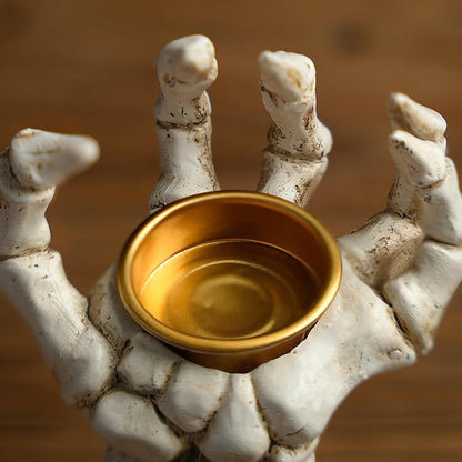 Gothic Ghost Finger Skull Hand Tealight Candle Stand