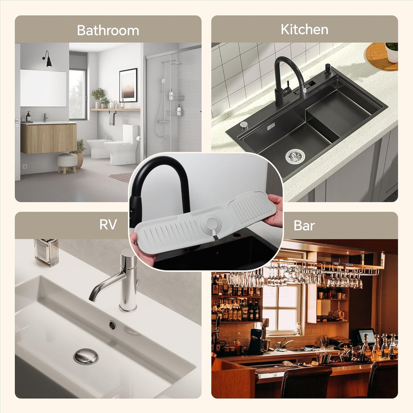 17"X3.9" Gray Kitchen Faucet Splash Guard