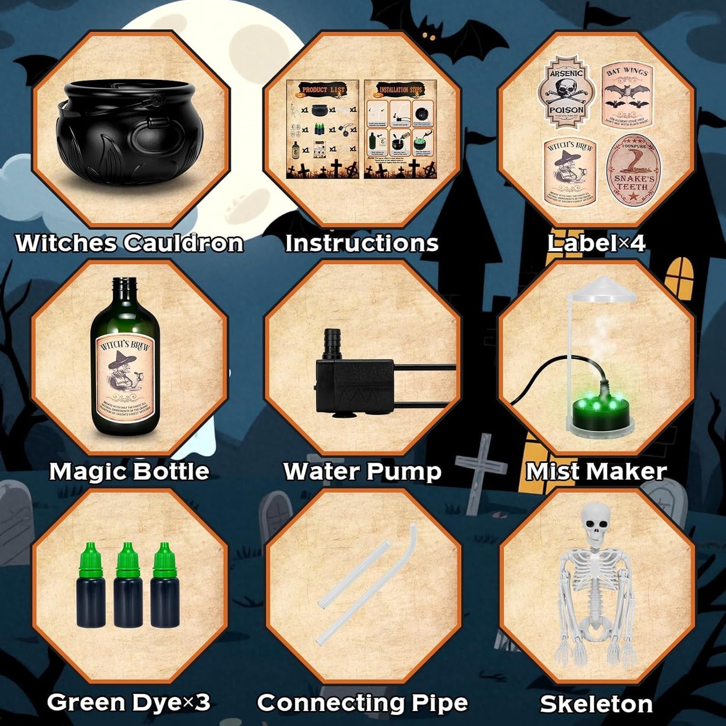 Magical Halloween Cauldron Decor Set