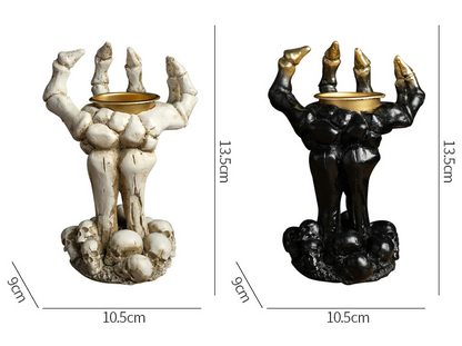 Gothic Ghost Finger Skull Hand Tealight Candle Stand