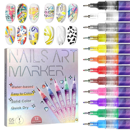 🎁Today's Specials 50% OFF⏳12 Colors Nail Art Pens Set