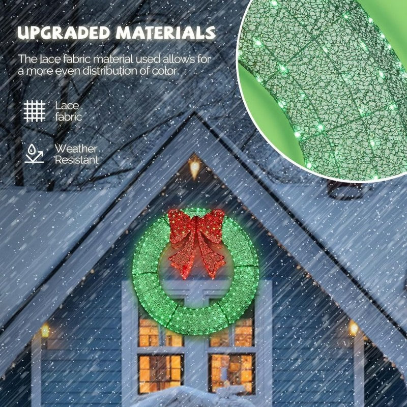 🎄 Sparkle-now Pre-sale! 🎀✨Pre-lit Large Christmas Wreath, Outdoor Christmas Wreath