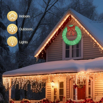 🎄 Sparkle-now Pre-sale! 🎀✨Pre-lit Large Christmas Wreath, Outdoor Christmas Wreath