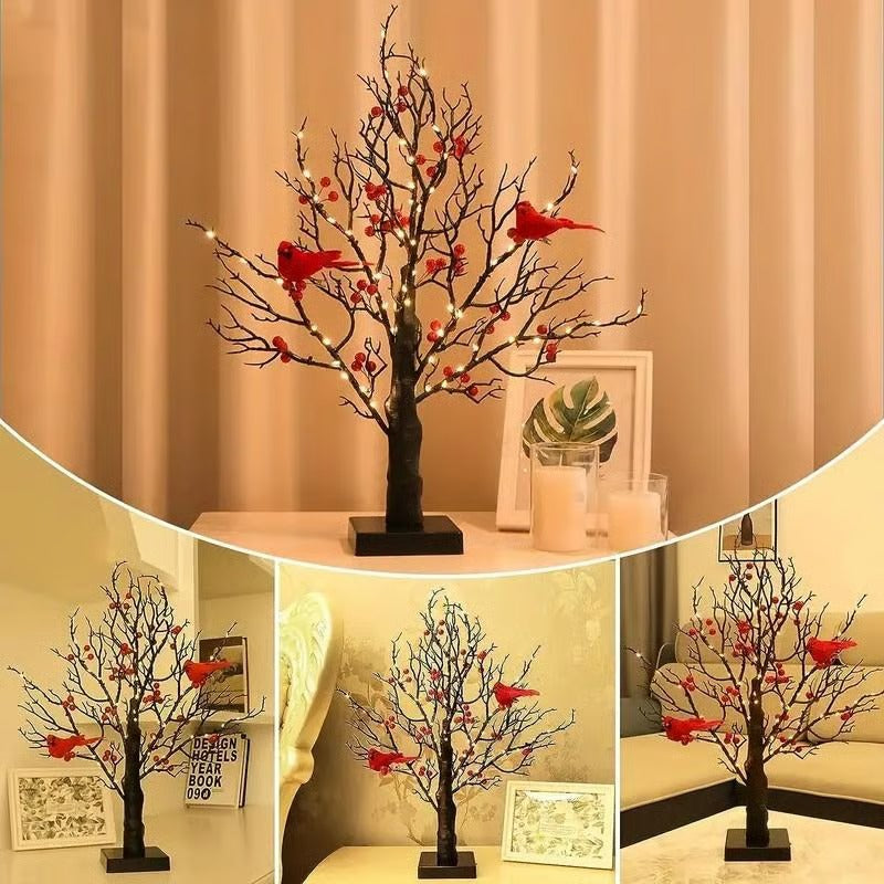 🎁🎄Early Christmas Promotion🐦Vintage Glowing Tree with Cardinals