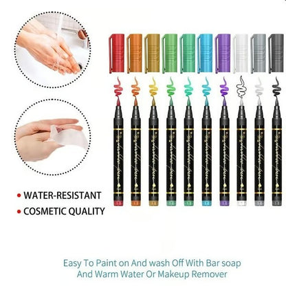 💥Temporary Tattoo Markers Set-10-Color Body Art Pens🌈